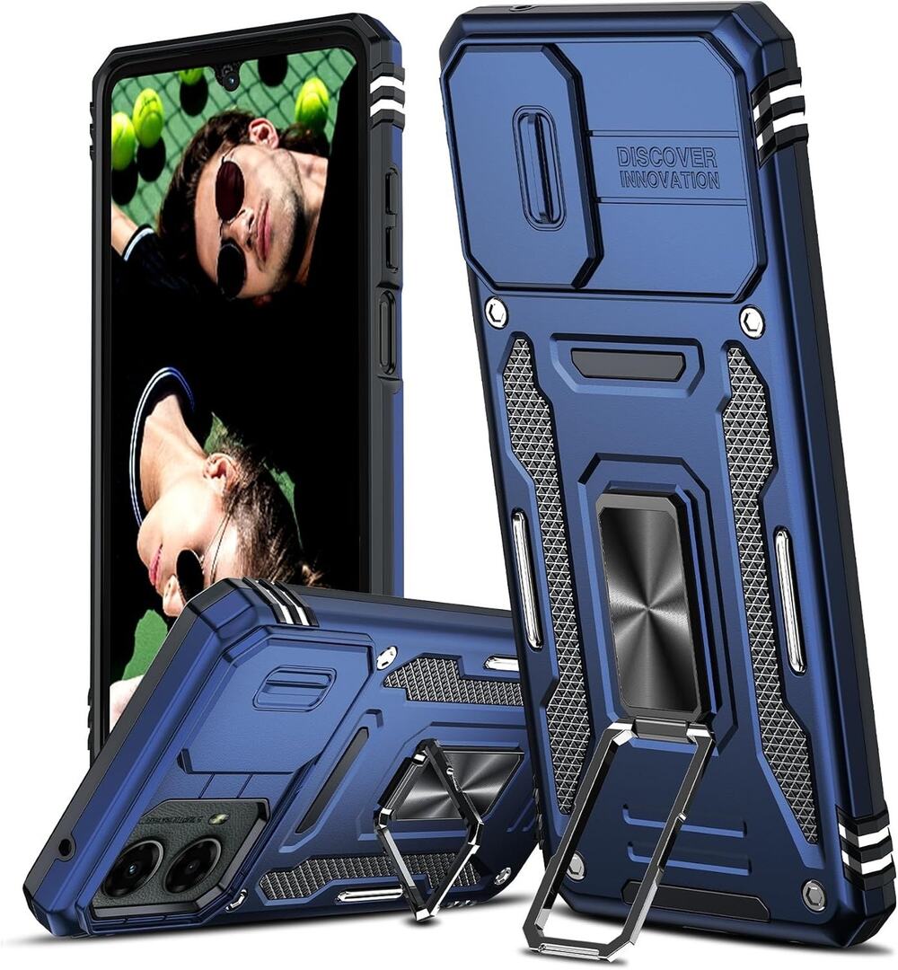 LeYi for Motorola Moto-G 5G 2024 Case Blue w Slide Camera Cover Military Grade
